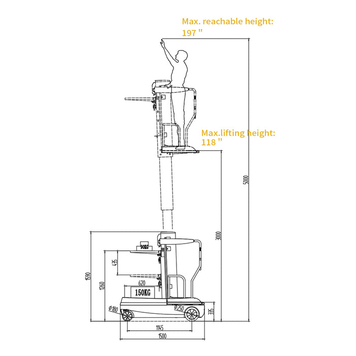 Tory Carrier A-5001 | Mini Order Picker | 330 lbs Capacity
