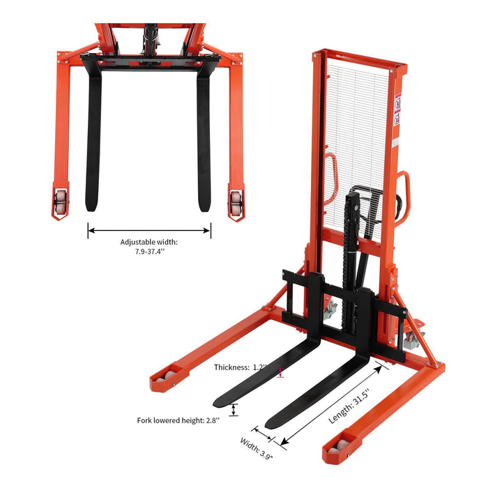 Tory Carrier T-3005 | Manual Straddle Stacker | 2200 lbs Capacity | 63" Lift Height