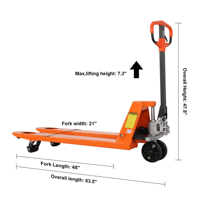 Tory Carrier T-1006/Nylon | Manual Hydraulic Pallet Jack | 5500 lbs Capacity | 48"Lx21"W Forks