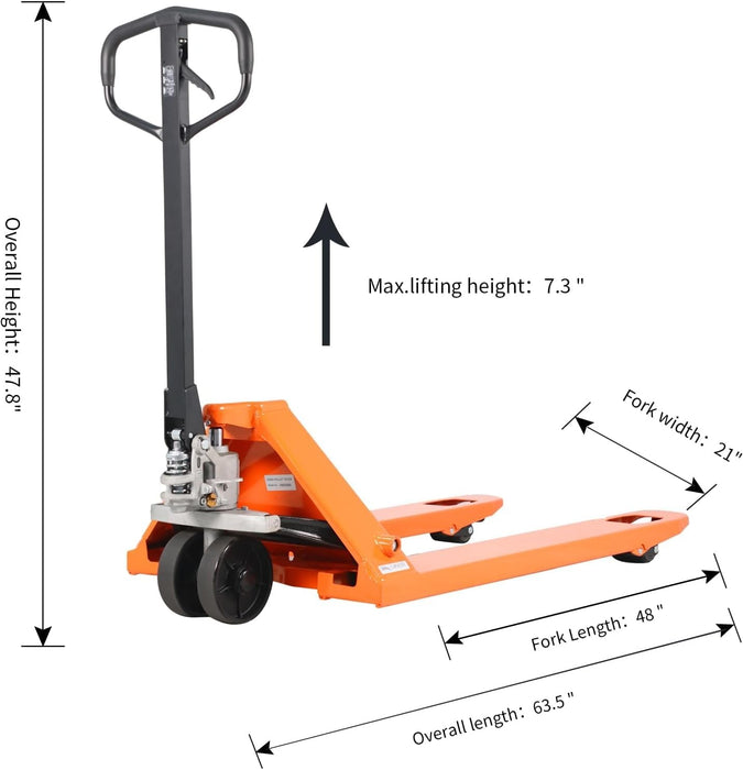 Tory Carrier T-1006/Nylon | Manual Hydraulic Pallet Jack | 5500 lbs Capacity | 48"Lx21"W Forks