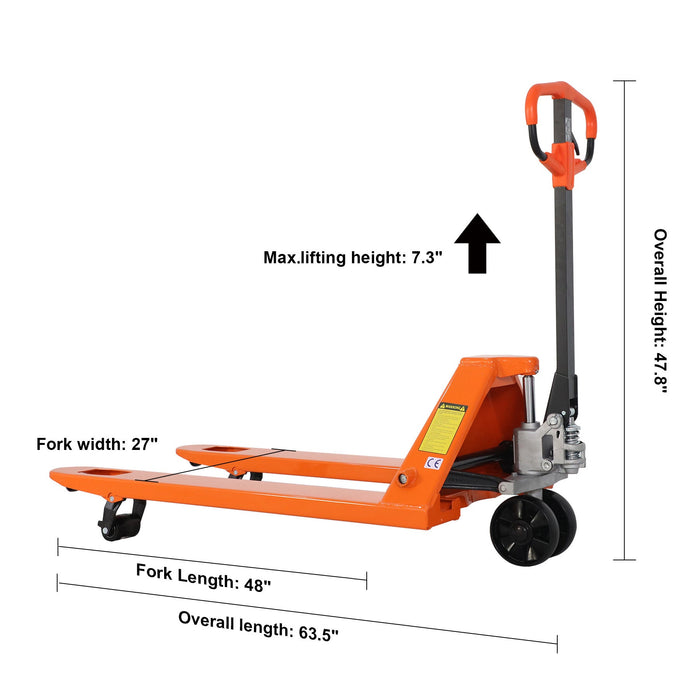 Tory Carrier T-1007(NYLON) | Manual Pallet Jack | 5500 lbs Capacity | 48"Lx27"W Forks