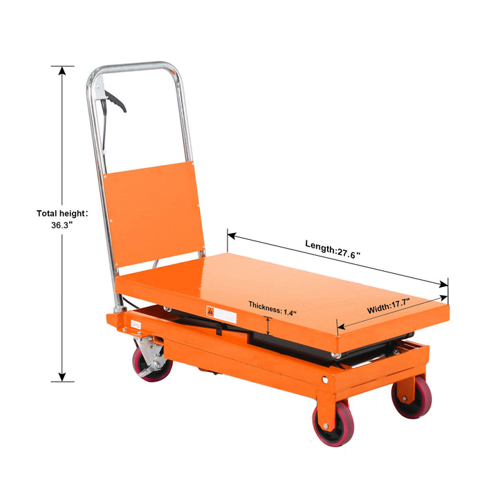 Tory Carrier T-2003 | Scissor Lift Table Cart | 330 lbs Capacity | 43.3" Lift Height