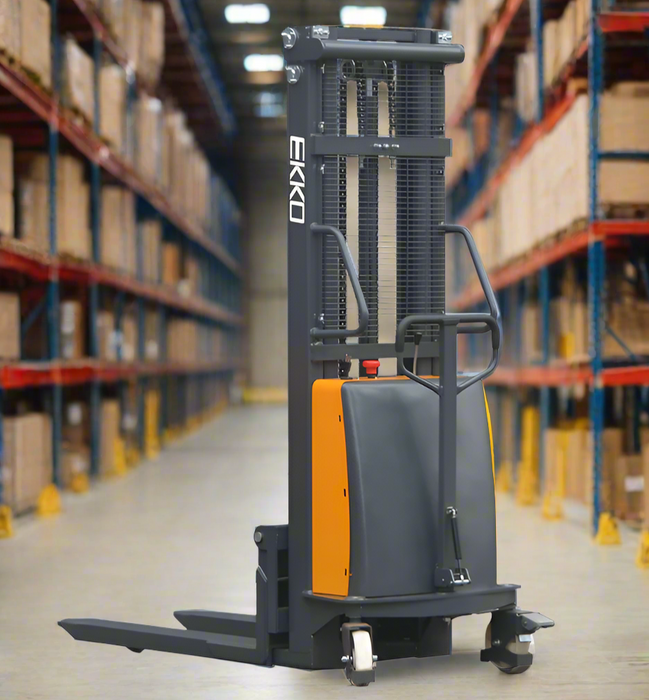 EKKO EA15C | Semi-Electric Fork-Over Stacker | 3300 lbs Capacity | 119.3" Lift Height