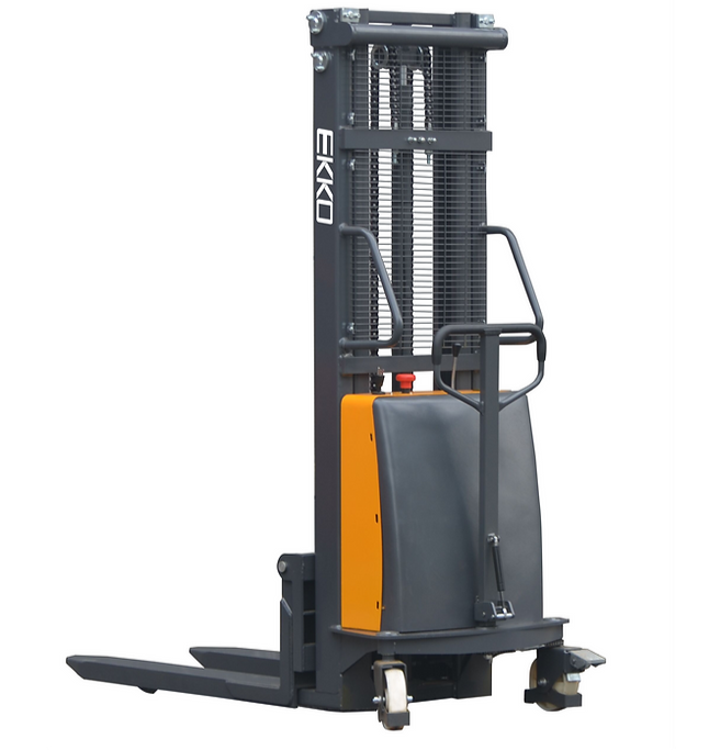 EKKO EA15E | Semi-Electric Fork-Over Stacker | 3300 lbs Capacity | 138" Lift Height