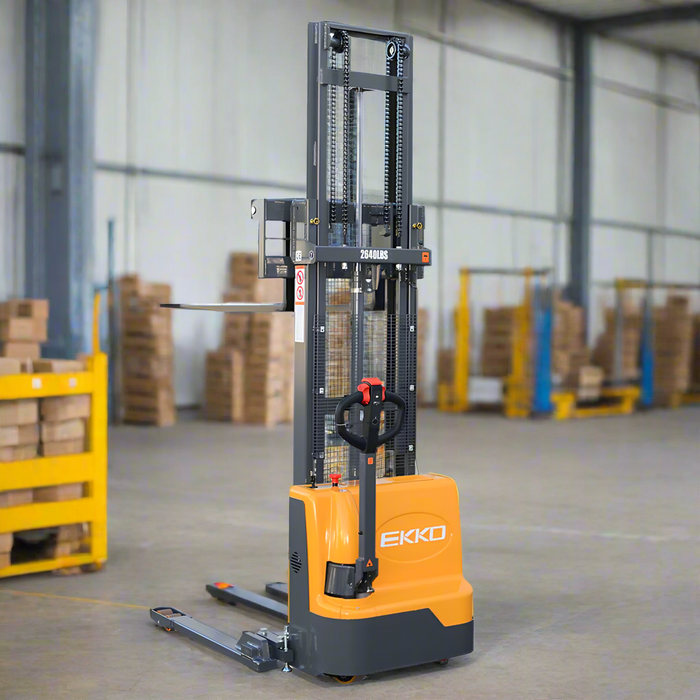 EKKO EB12E-138 | Electric Straddle Stacker | 2640 lbs Capacity | 138" Lift Height