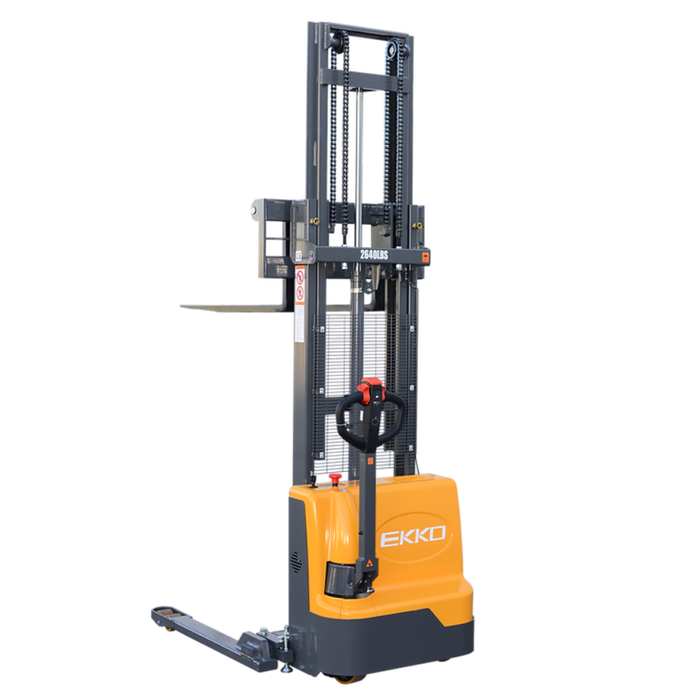 EKKO EB12EA | Electric Straddle Stacker | 3000 lbs Capacity | 145.67" Lift Height