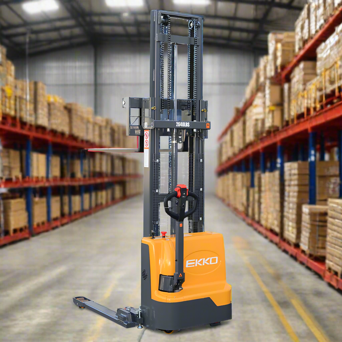 EKKO EB12EA | Electric Straddle Stacker | 3000 lbs Capacity | 145.67" Lift Height