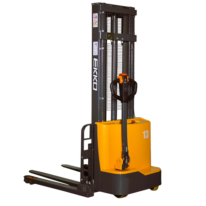 EKKO EB13C-118 | Electric Straddle Stacker | 2800 lbs Capacity | 118" Lift Height