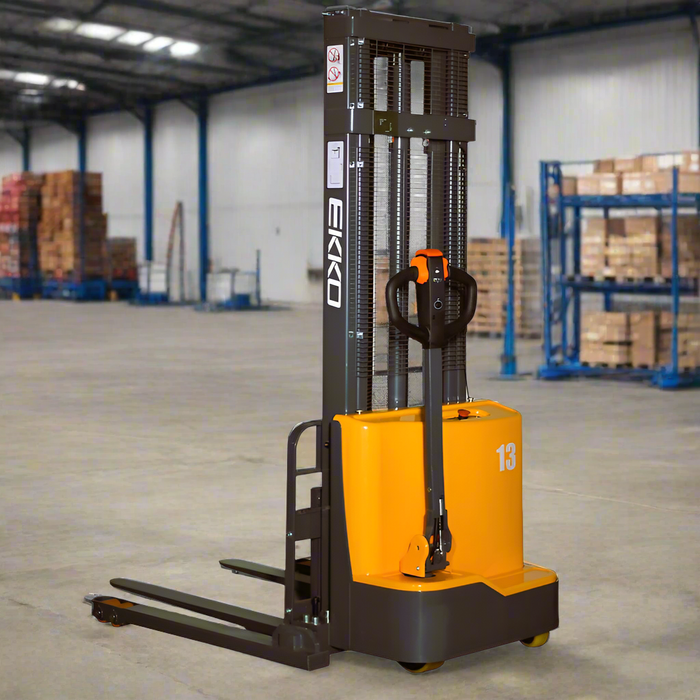 EKKO EB13C-138 | Electric Straddle Stacker | 2800 lbs Capacity | 138" Lift Height