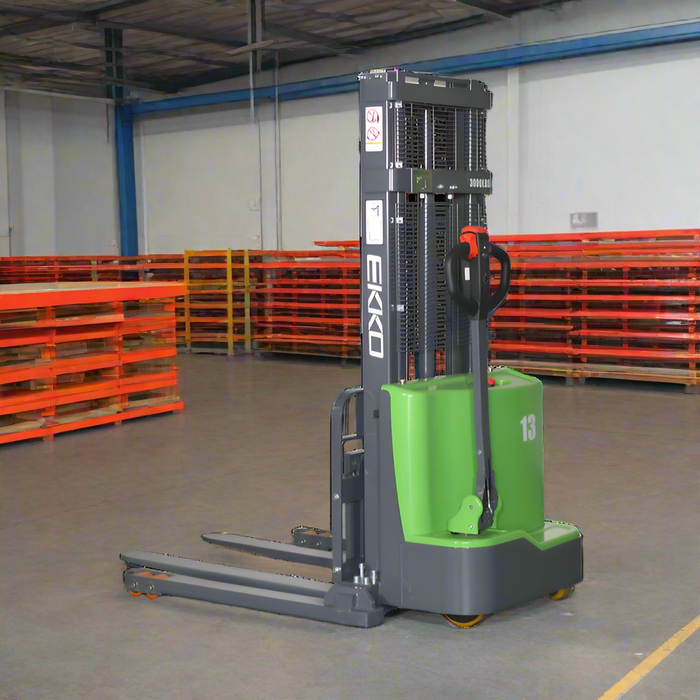EKKO EB13C-98Li | Lithium Straddle Stacker | 2800 lbs Capacity | 98" Lift Height