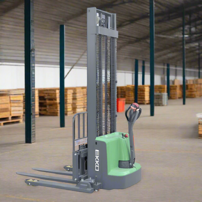 EKKO EB13ES-145Li | Lithium Straddle Stacker SIDE-SHIFT | 2640 lbs Capacity | 145" Lift Height