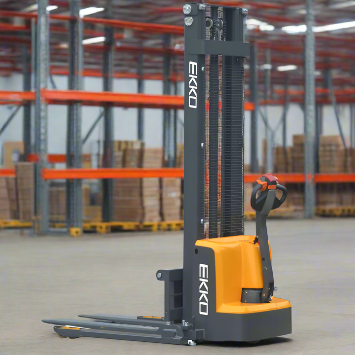 EKKO EB13E | Electric Straddle Stacker | 2800 lbs Capacity | 119" Lift Height