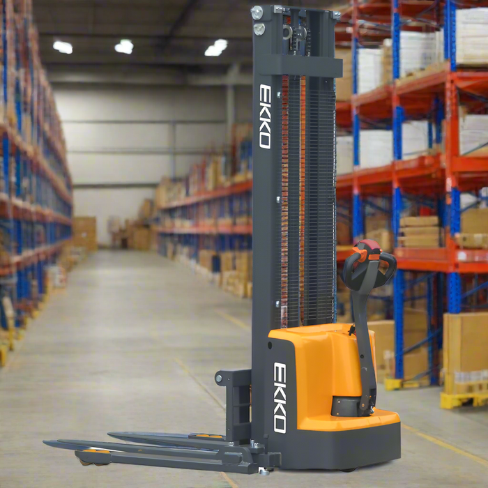 EKKO EB13E-138 | Electric Straddle Stacker | 2800 lbs Capacity | 138" Lift Height