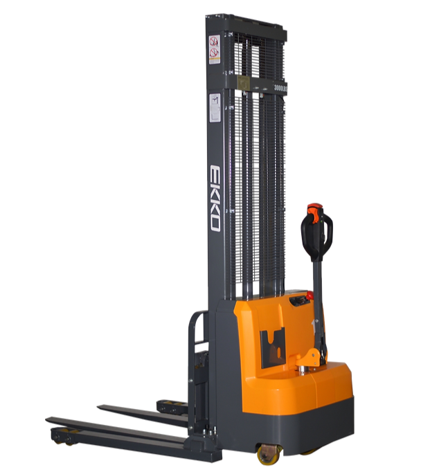 EKKO EB14C-138 | Electric Straddle Stacker | 3000 lbs Capacity | 138" Lift Height