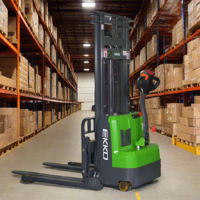 EKKO EB14C-98Li | Lithium Straddle Stacker | 3000 lbs Capacity | 98" Lift Height