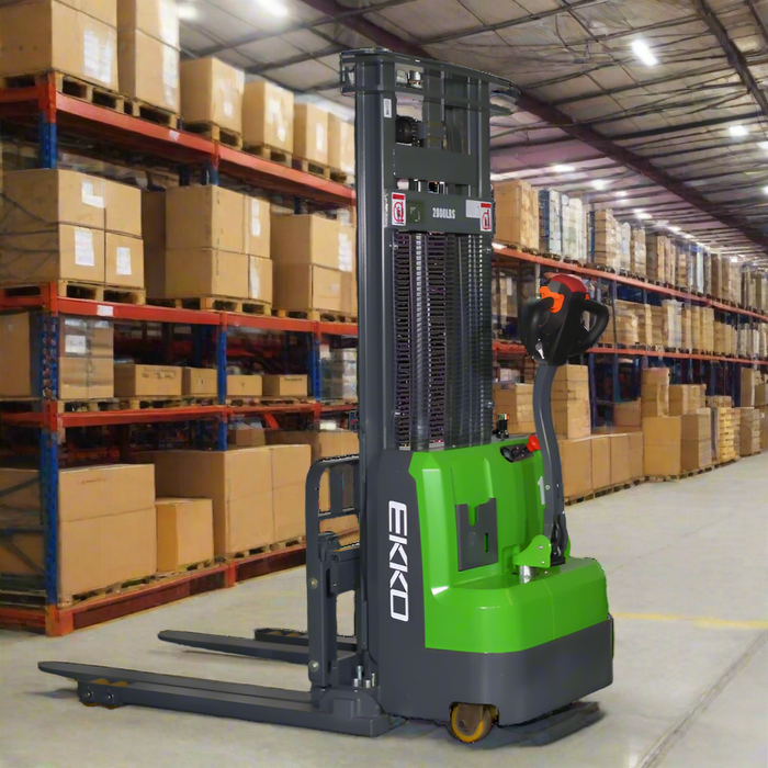 EKKO EB14CS-118Li | Lithium Straddle Stacker SIDE-SHIFT | 3000 lbs Capacity | 118" Lift Height