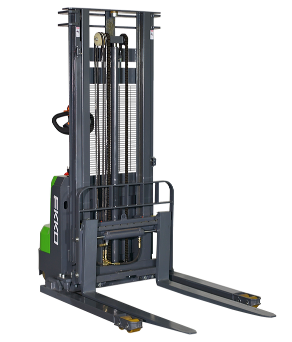 EKKO EB14CS-118Li | Lithium Straddle Stacker SIDE-SHIFT | 3000 lbs Capacity | 118" Lift Height