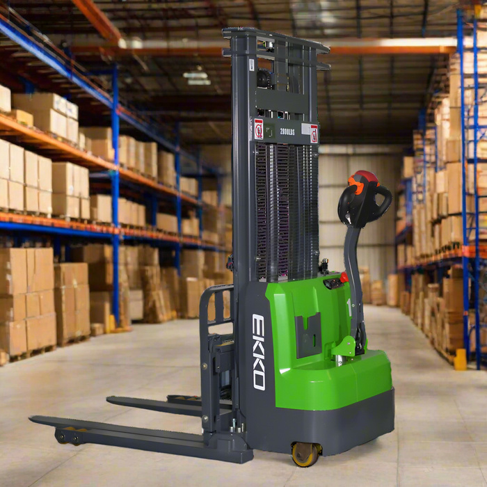 EKKO EB14CS-145Li | Lithium Straddle Stacker SIDE-SHIFT | 3000 lbs Capacity | 145" Lift Height