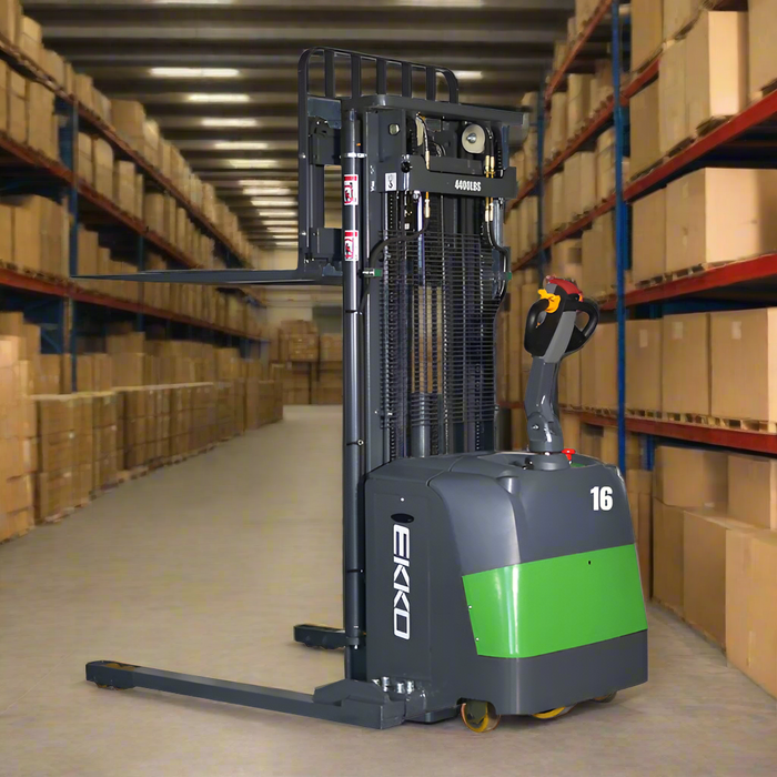 EKKO EB16EAS-189Li | Lithium Straddle Stacker SIDE-SHIFT | 4400 lbs Capacity | 189" Lift Height
