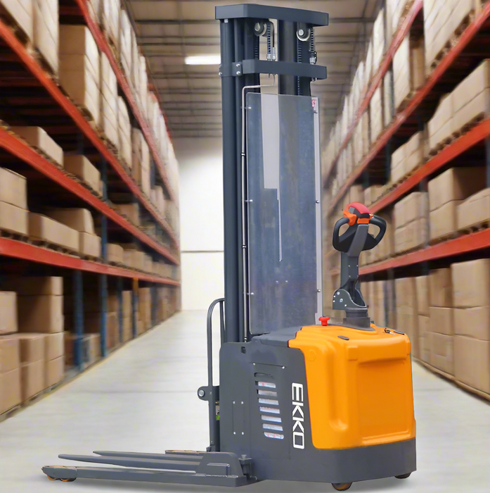 EKKO EB16EA | Full Powered Straddle Stacker | 4400 lbs Capacity | 216" Lift Height