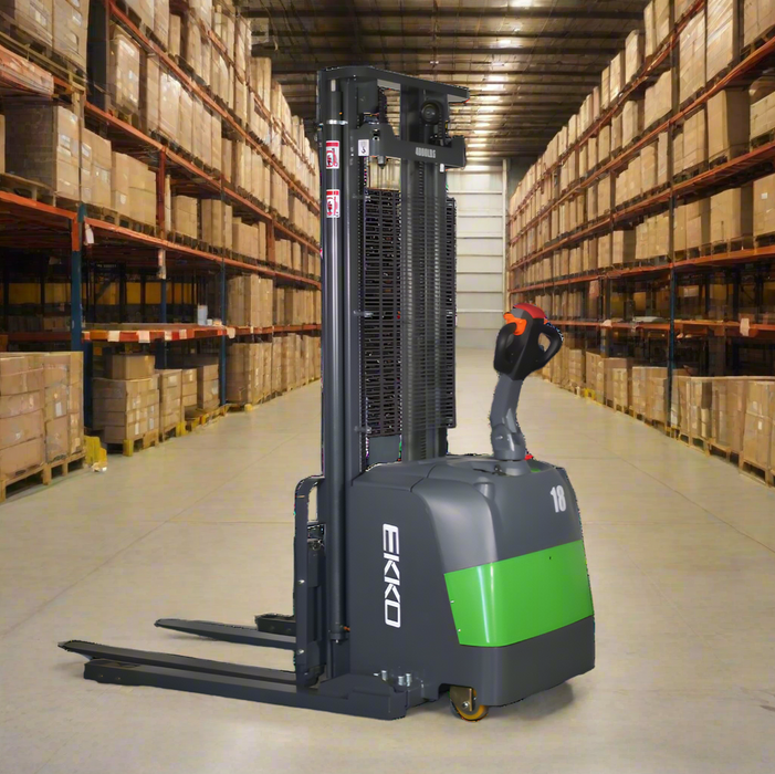 EKKO EB18C-118Li | Lithium Straddle Stacker | 4000 lbs Capacity | 118" Lift Height