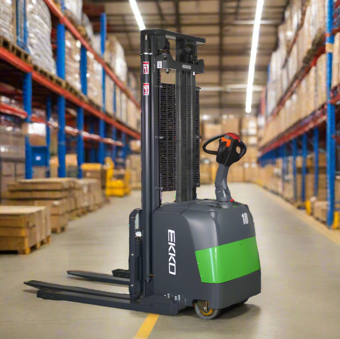 EKKO EB18C-138Li | Lithium Straddle Stacker | 4000 lbs Capacity | 138" Lift Height