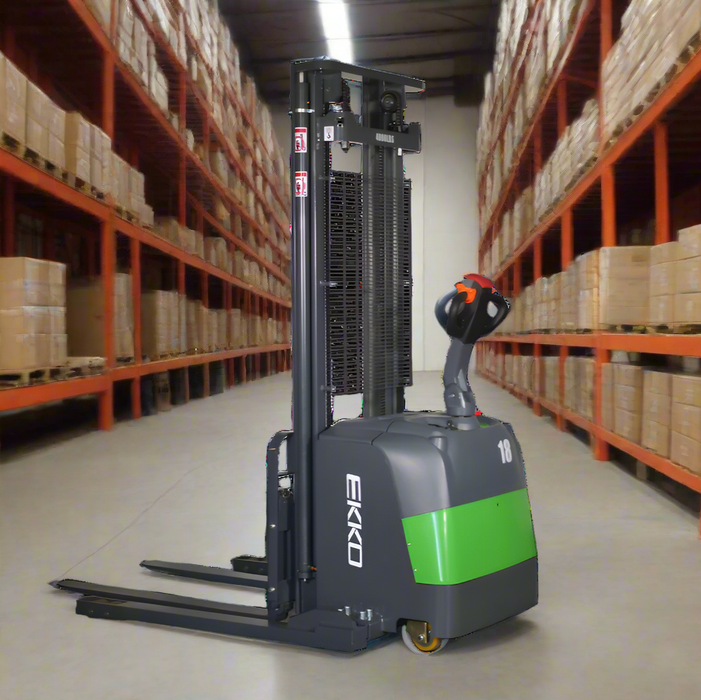 EKKO EB18C-145Li | Lithium Straddle Stacker | 4000 lbs Capacity | 145" Lift Height