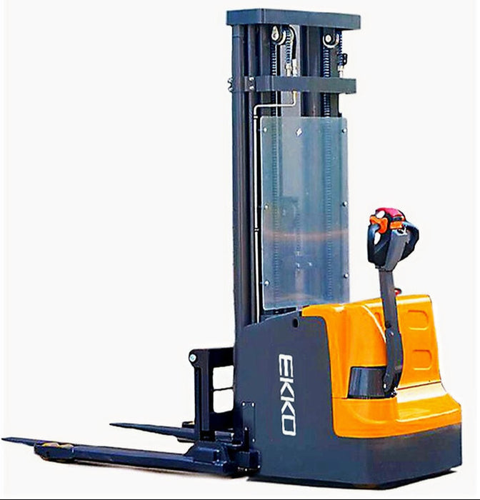 EKKO EB18E | Full Powered Straddle Stacker | 4000 lbs Capacity | 138" Lift Height
