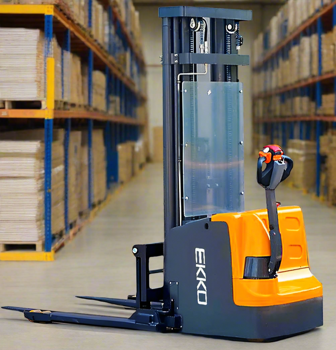 EKKO EB18E | Full Powered Straddle Stacker | 4000 lbs Capacity | 138" Lift Height