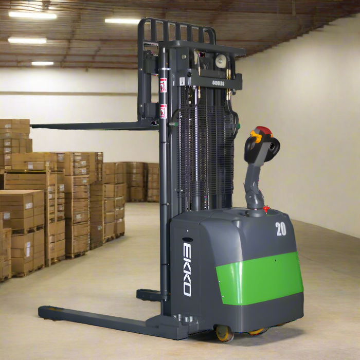 EKKO EB20CS-177Li | Lithium Straddle Stacker SIDE-SHIFT | 4400 lbs Capacity | 177" Lift Height