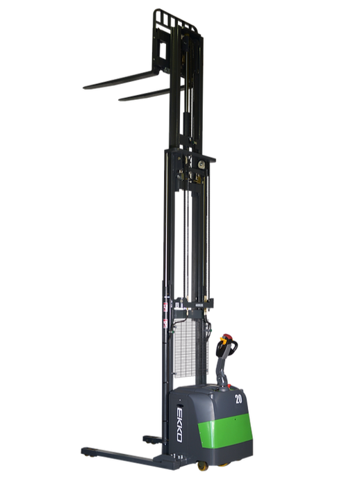 EKKO EB20CS-177Li | Lithium Straddle Stacker SIDE-SHIFT | 4400 lbs Capacity | 177" Lift Height