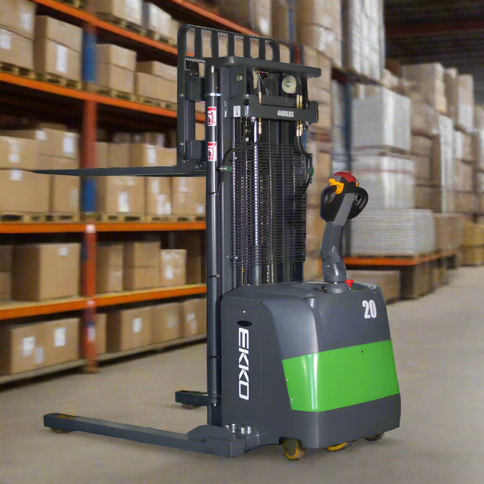EKKO EB20CS-189Li | Lithium Straddle Stacker SIDE-SHIFT | 4400 lbs Capacity | 189" Lift Height