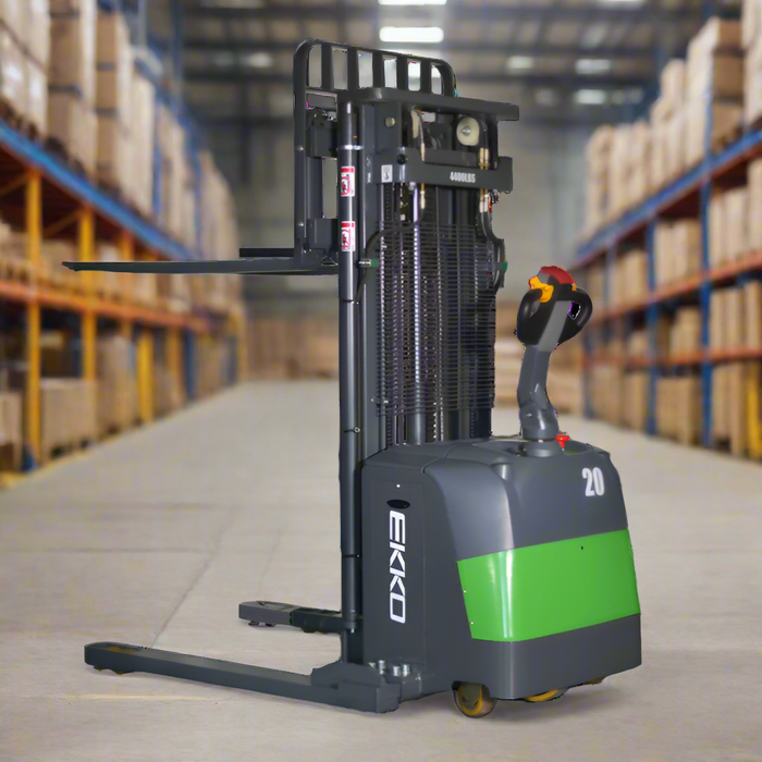 EKKO EB20CS-216Li | Lithium Straddle Stacker SIDE-SHIFT | 4400 lbs Capacity | 216" Lift Height