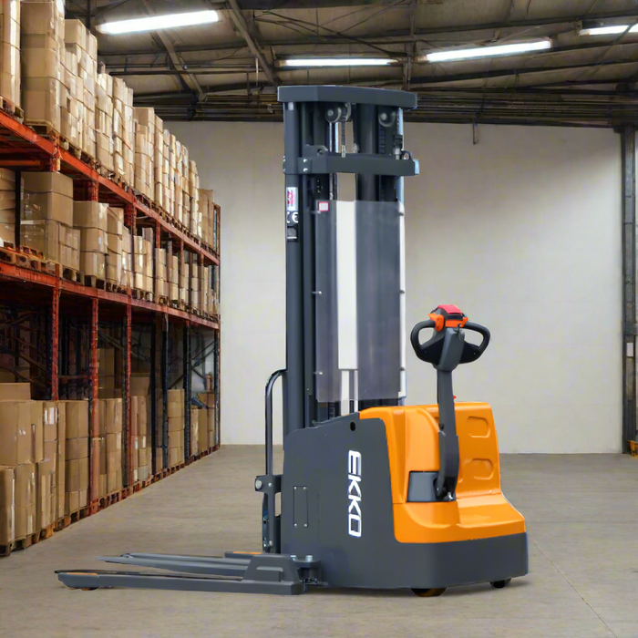 EKKO EB20E | Full Powered Straddle Stacker | 4400 lbs Capacity | 177" Lift Height