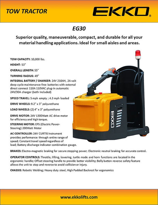 EKKO EG30 | Tow Tractor | 10,000 lbs Tow Capacity
