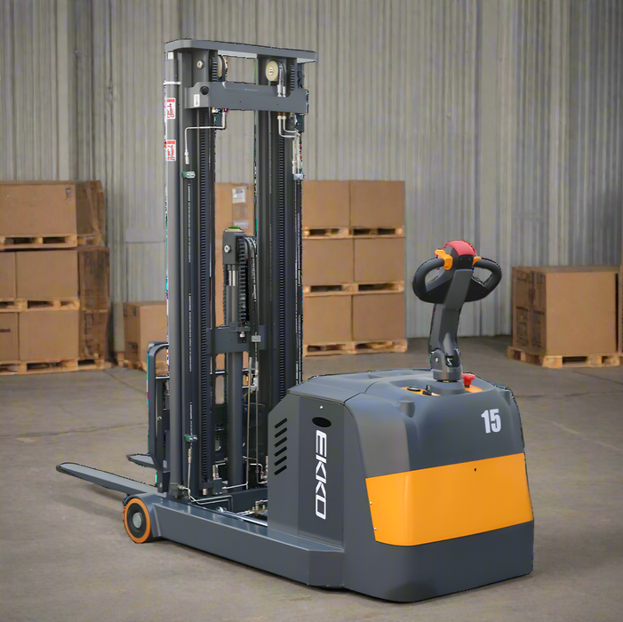EKKO EH15TH | Moving Mast Walkie Reach Truck | 3300 lbs Capacity | 216" Lift Height