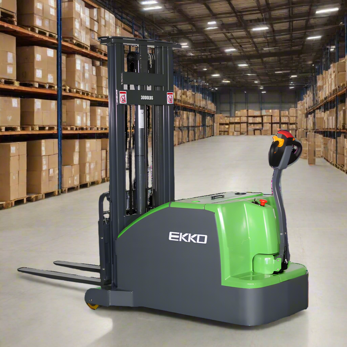 EKKO EK14C-130Li | Lithium Counterbalanced Walkie Stacker | 3000 lbs Capacity | 130" Lift Height