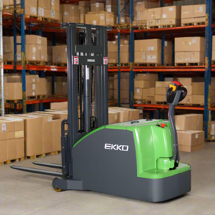 EKKO EK14CS-189Li | Lithium Counterbalanced Walkie Stacker SIDE-SHIFTING | 3000 lbs Capacity | 189" Lift Height