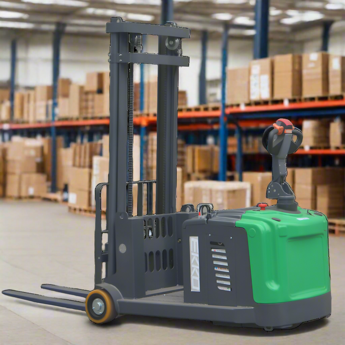 EKKO EK14S-189Li | Lithium Counterbalanced Walkie Stacker SIDE-SHIFTING | 3300 lbs Capacity | 189" Lift Height
