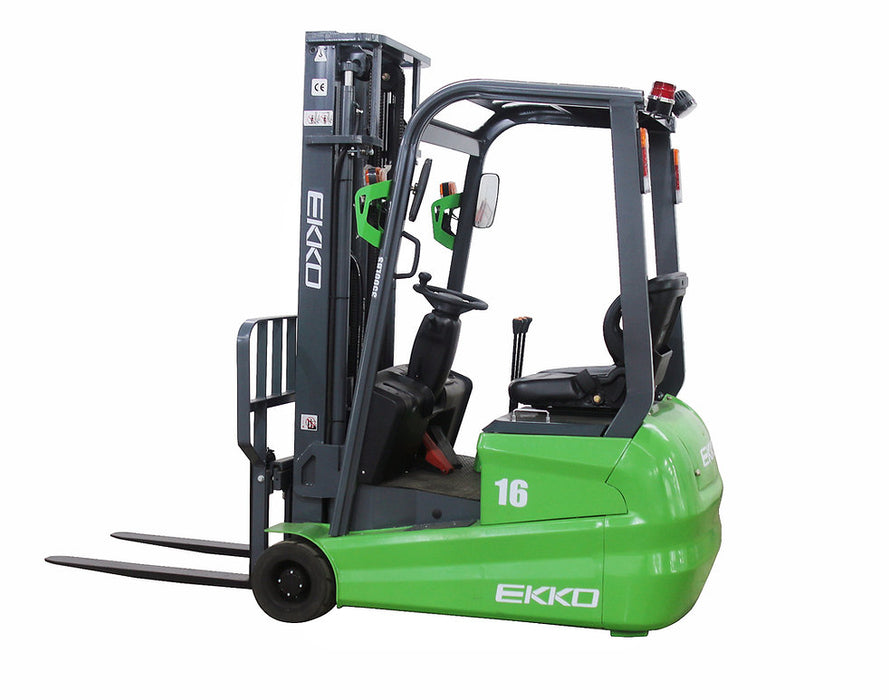 EKKO EK16A-189Li | Electric Lithium Forklift | 3 Wheel | 3500 lbs Capacity | 189" Lift Height