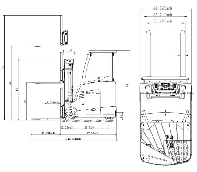 EKKO EK18RF-Li | Stand-Up Rider Forklift | Lithium Battery | 4000 lbs Capacity | 216" Lift Height