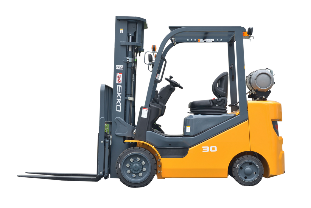 EKKO EK30SLP | Propane Forklift | 4 Wheel | 6000 lbs Capacity | Pattern Cushion Tires