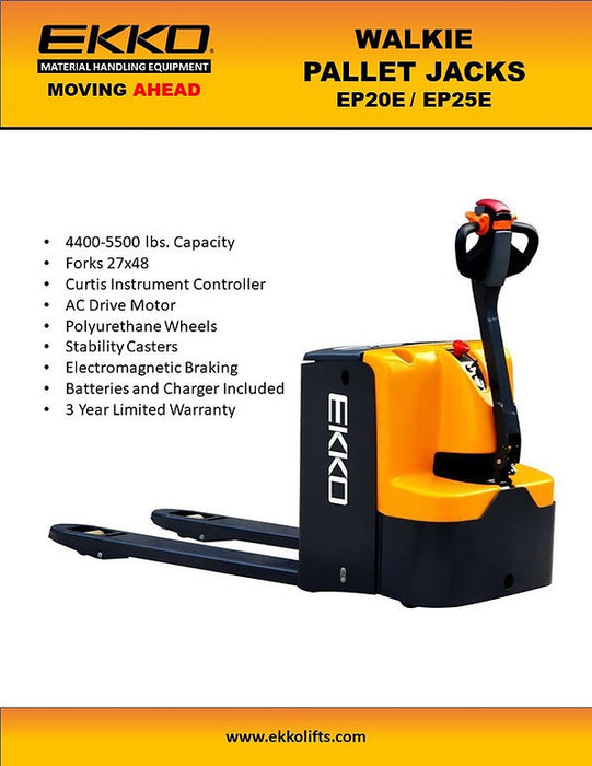 EKKO EP25E | Walkie Pallet Jack | 5500 lbs Capacity
