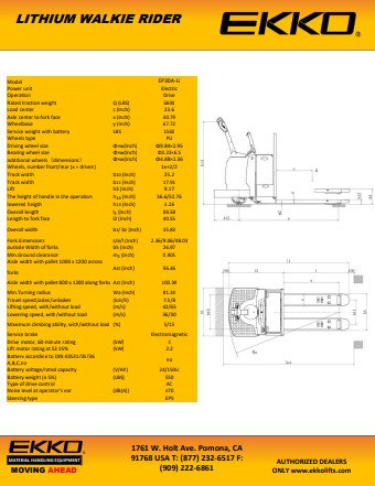 EKKO EP30A-Li | Lithium Rider Pallet Jack | 6600 lbs Capacity
