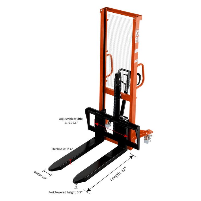 Tory Carrier T-3003 | Manual Pallet Stacker | 2200 lbs Capacity | 63" Lift Height