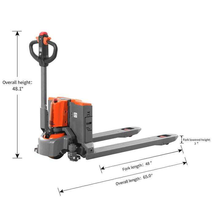 Tory Carrier T-1037 | Electric Pallet Jack | 3300/4400 lbs Capacity | 48"Lx27"W Forks