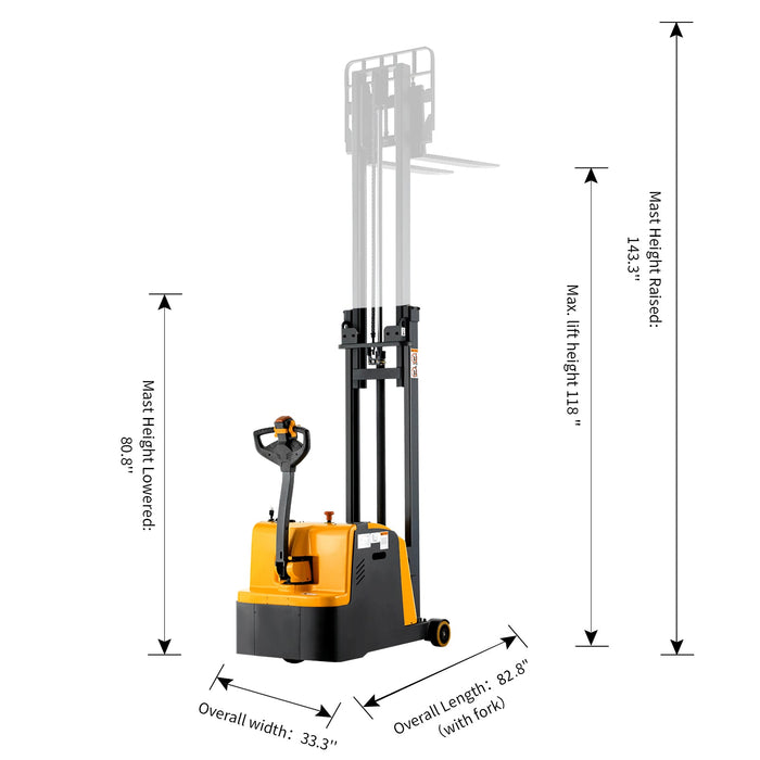 Tory Carrier A-3031 | Electric Counterbalance Stacker | 1200 lbs Capacity | 118" Lift Height