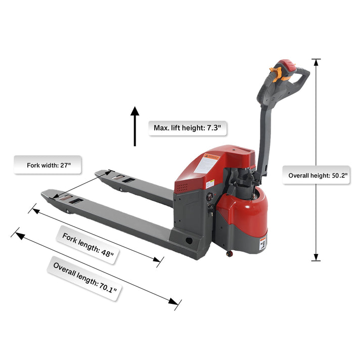 Tory Carrier T-1029 | Electric Pallet Jack | 3300/4400 lbs Capacity | 48"Lx27"W Forks