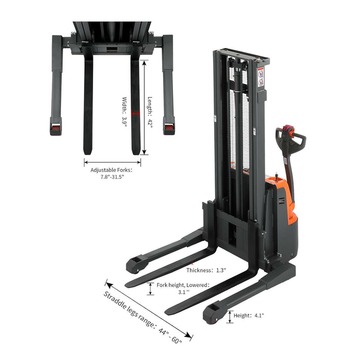 Tory Carrier T-3042 | Electric Straddle Stacker | 2640 lbs Capacity | 48"Lx27"W Forks