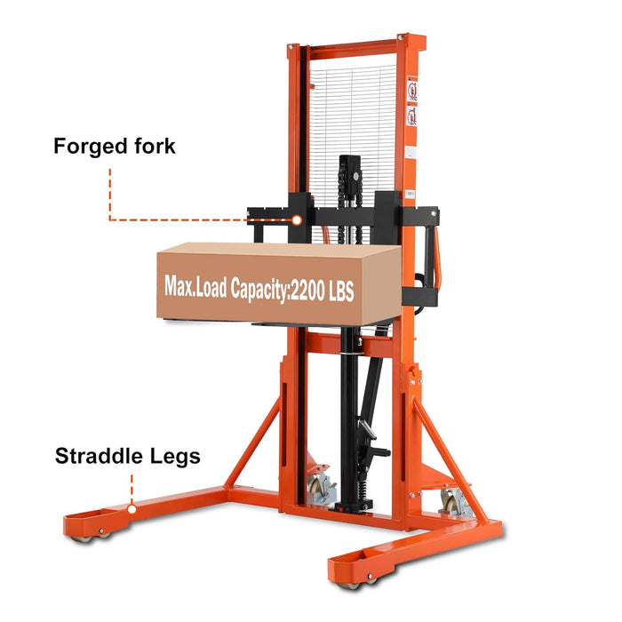 Tory Carrier T-3005 | Manual Straddle Stacker | 2200 lbs Capacity | 63" Lift Height